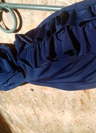 Купальний бюстгальтер бандо темно-синій рюши h&m4 фото