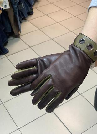 Шкіряні рукавиці guanti rеstelli milano(100% шкіра, кашемір)1 фото