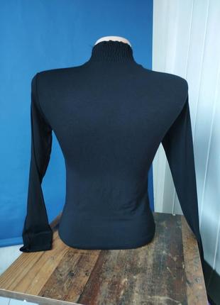 Гольф чорний жабо жіноча базова водолазка однотонний гольфік стрейчивий3 фото