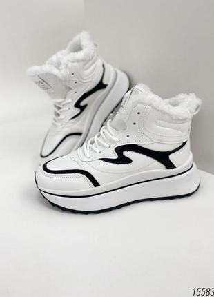 Кроссовки кеды кросівки черевики спортивные на высокой подошве трендовые высокие високі белые с чёрным7 фото