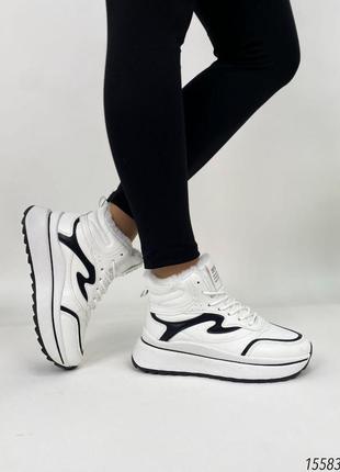 Жіночі зимові високі кросівки, білий, еко-шкіра2 фото