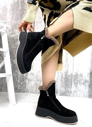 Замшеві зимові черевики з натуральної замші замшевые зимние ботинки натуральная замша