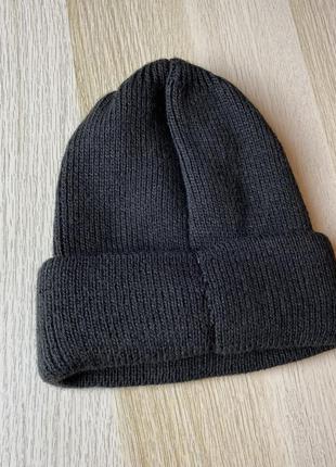 Тепла зимова шапка темно коричнева сіра хакі вовна акрил2 фото