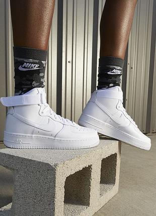 Кросівки білі шкіряні високі nike air force 1, розмір 40/40,5/41