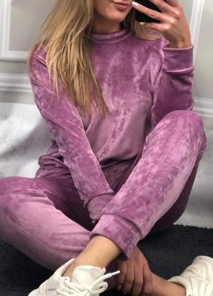 Жіночий плюшевий костюм світшот та штани, спортивний костюм велюр плюш