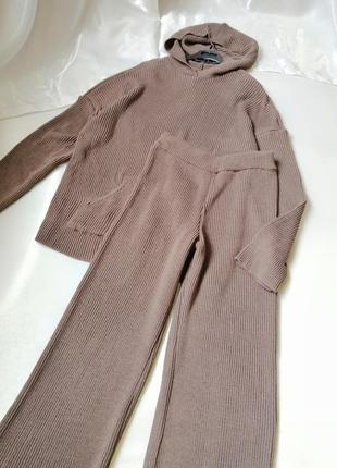 Тёплые костюмы брюки - палаццо худи оверсайз   вязаный шерсть альпака брюки - палаццо худі оверсайз5 фото