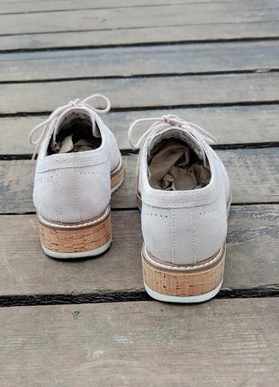 Замшевые женские нюдовые туфли броги оксфорды 38-38,5 размер 5th avenue 🇬🇧