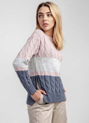 Теплый свитер косичка градиент