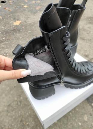 Ботинки зимние женские черные4 фото