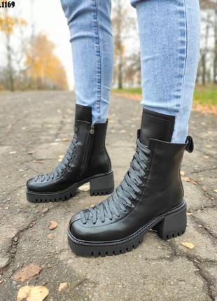 Ботинки зимние женские черные9 фото