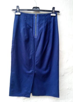 Синяя базовая стильная шерстяная юбка миди 💙4 фото