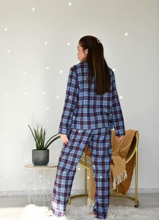 Байковая пижама пижамный костюм в клетку теплая пижама2 фото