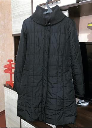 Куртка женская демисезонная утепленная черная удлиненная