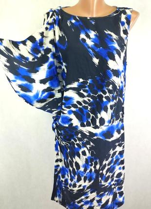 Платье натуральный шелк на одно плечо синие белое oasis2 фото