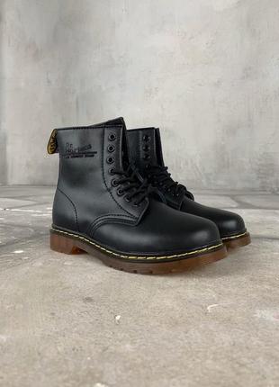 Женские высокие кожаные ботинки с мехом dr.martens black classic (мех)