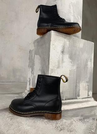 Женские высокие кожаные ботинки с мехом dr.martens black classic (мех)5 фото