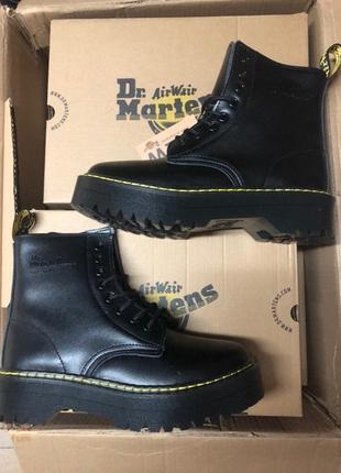 Женские высокие кожаные ботинки с мехом dr.martens jadon ( fur ) classic (мех)6 фото