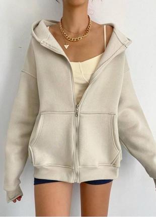 Подовжена оверсайз худі на блискавці
