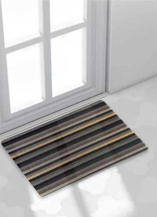 Дверний килимок з петлевою щетиною розміром 40 x 60 для внутрішнього зовнішнього входу -  жовта полоска