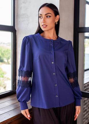 Женская блуза рубашка супер-софт длинный рукав размеры норма и батал2 фото