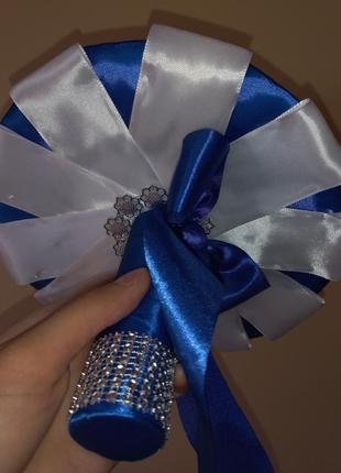 Синий свадебный букет-дублёр невесты "шик"5 фото
