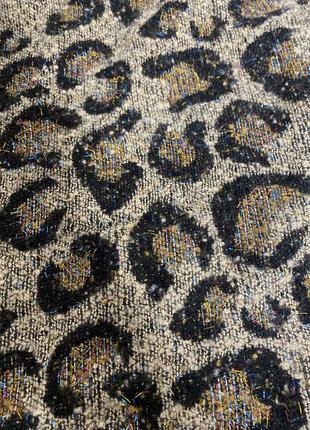 Тепла шаль палантин у леопардовий принт з люрексом4 фото