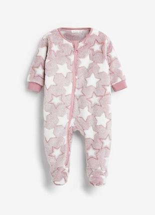 Теплий флісовий чоловічок для дівчинки сліп р. 80, р.86