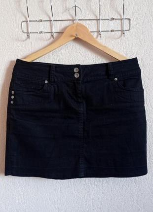 Чорна джинсова міні юбка2 фото