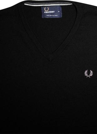 Мужская кофта теплая шерстяная шерсть мериноса черная fred perry m