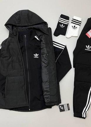 Комплект adidas зима: жилетка + кофта + штани + носки 2 пари ❄️6 фото