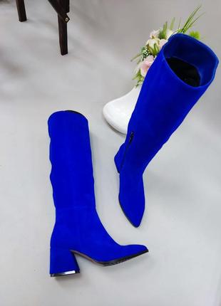 Неонові сині замшеві чоботи колір на вибір4 фото
