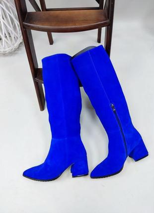 Неонові сині замшеві чоботи колір на вибір