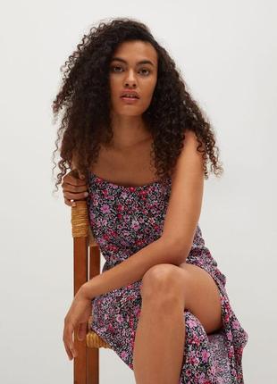 Сукня літня, сарафан, сукня на брителях, плаиье с уветочным принтом миди, платте с...