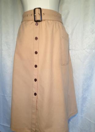 Женская длинная летняя льняная пудровая юбка на пуговичках. лен/коттон3 фото