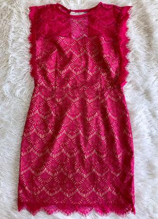 Яркое малиновое кружевное платье ginger fizz3 фото