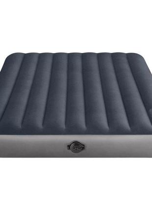 Двоспальна надувна ліжко зі вбудованим ніжним/електро насосом на батарейках intex single-high3 фото