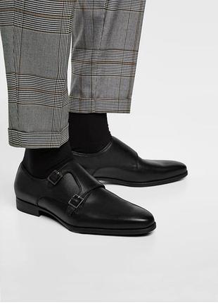 Шикарные мужские туфли zara, чёрного цвета