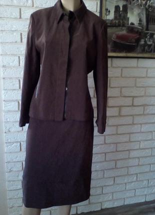Женский  костюм с кожаными вставками (эко кожа) 14 soon1 фото