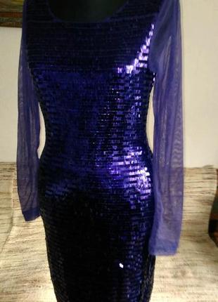 Новогоднее вечернее платье фиолетовое в блестках2 фото