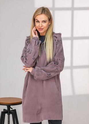 Пальто альпака з капюшоном турция люкс коллекция