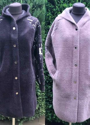 Пальто альпака с капюшоном турция люкс коллекция2 фото