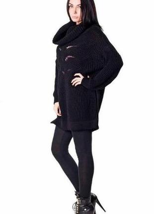 Теплый шерстяной вязаный one-size удлиненный свитер3 фото