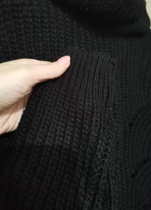 Теплый шерстяной вязаный one-size удлиненный свитер5 фото