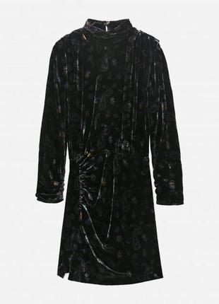 Плаття з оксамиту з темно-синім візерунком4 фото