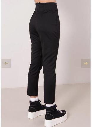 Чорні базові матові штани / брюки високої посадки укорочені туреччина bsl3 фото