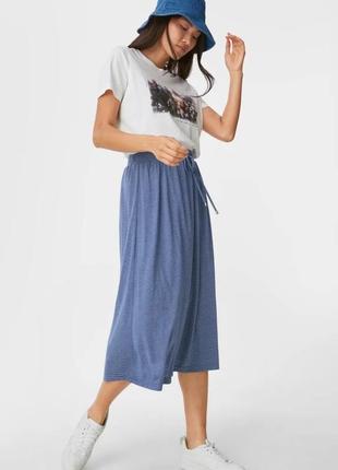 Женская юбка в полоску, размер евро 44, цвет светло-синий