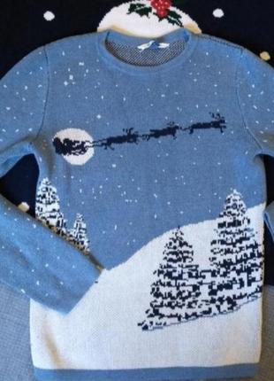 Новорічний светр в вінтажному стилі з бавовни новогодний свитер хлопка с оленями1 фото