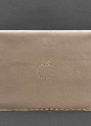 Кожаный чехол-конверт на магнитах для macbook 15 дюйм светло-бежевый