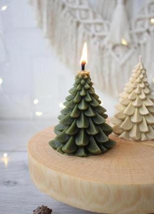 Соєва натуральна ароматична свічка "ялинка" новорічні свічки, подарункові свічки  9 см3 фото