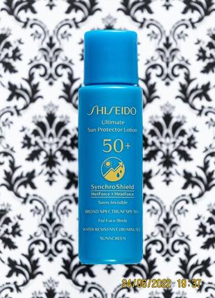 Солнцезащитный лосьон shiseido synchroshield ultimate sun protector lotion spf 50 крем молочко 7 мл2 фото